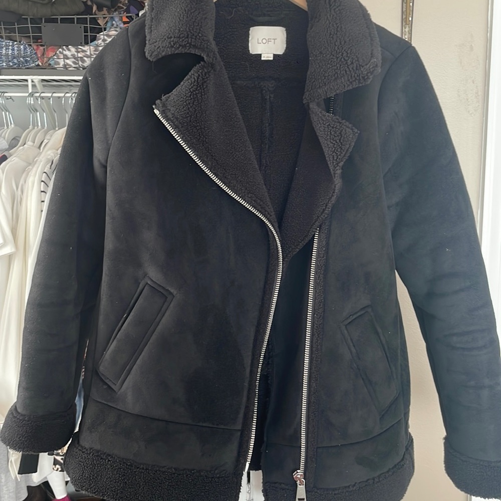 Faux Suede Aviator Jacket